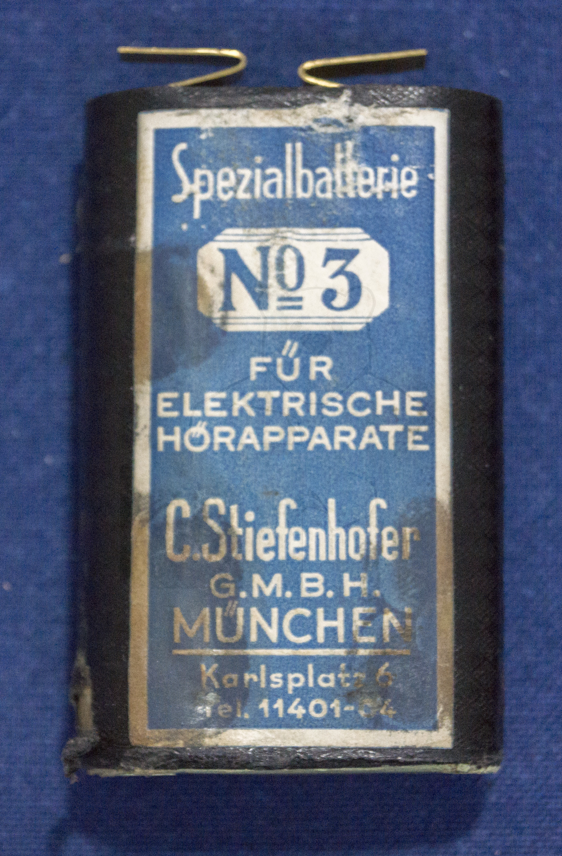 Hörgerät "Ich Höre Alles", ca. 1928/1930, Spezialbatterie "Nr. 3" für elektrische Hörapperate